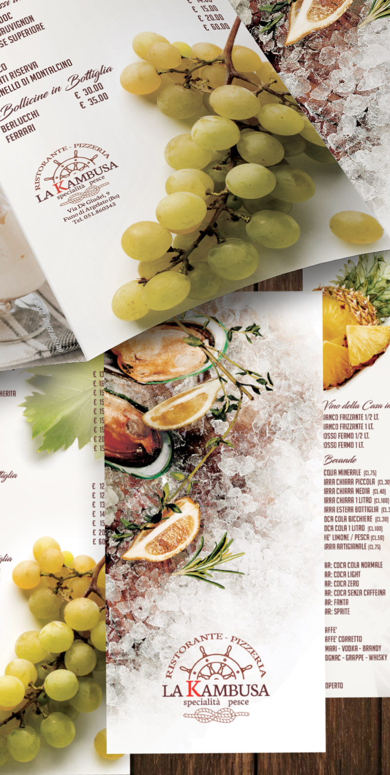 Menu trifold pesce