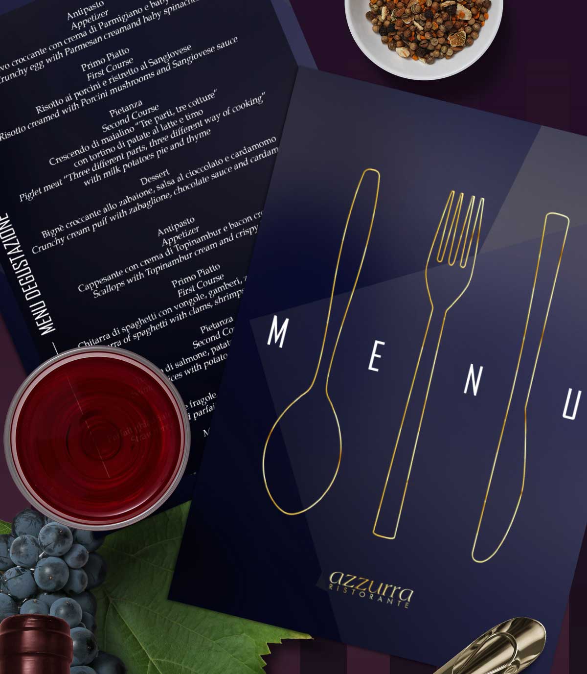 menu blu mockup